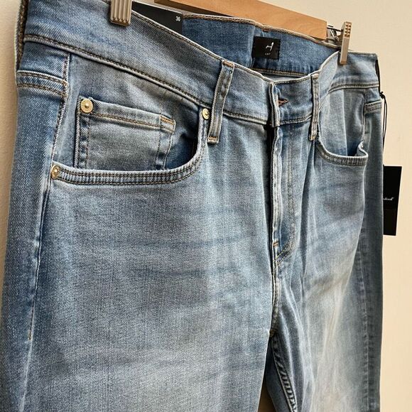 NWT Seven 7 For All Mankind Jeans Mens Size 36 Slimmy Straight Light Denim - Picture 4 of 14